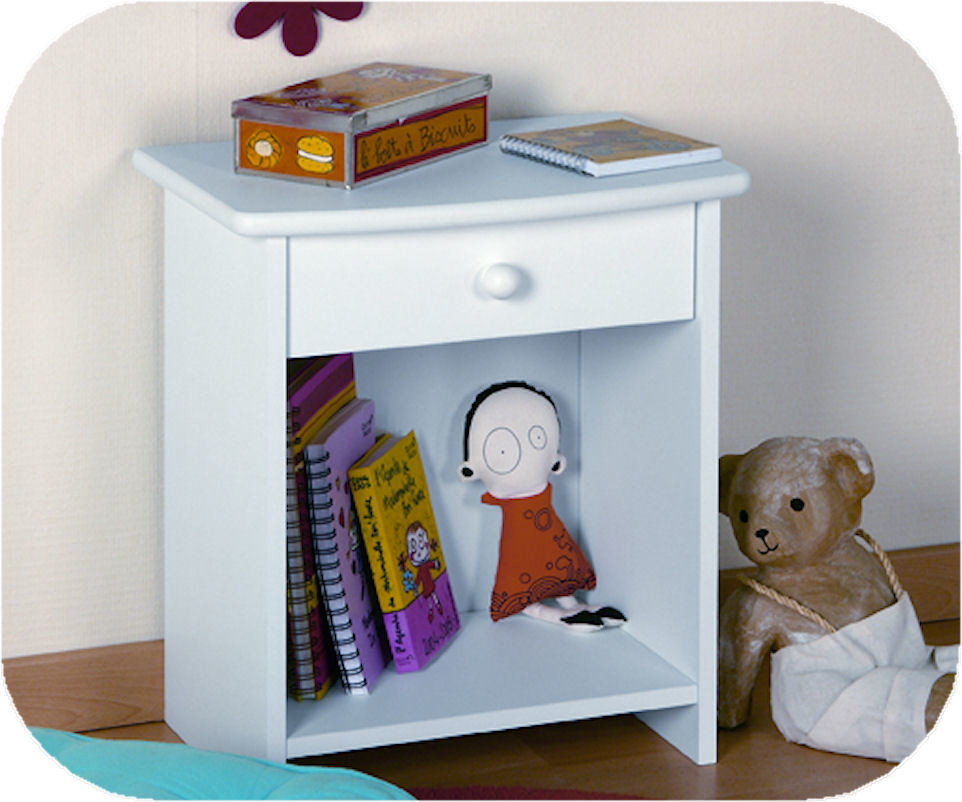 Lit enfant nuage blanc 90x190 cm Chevet blanc bois enfant