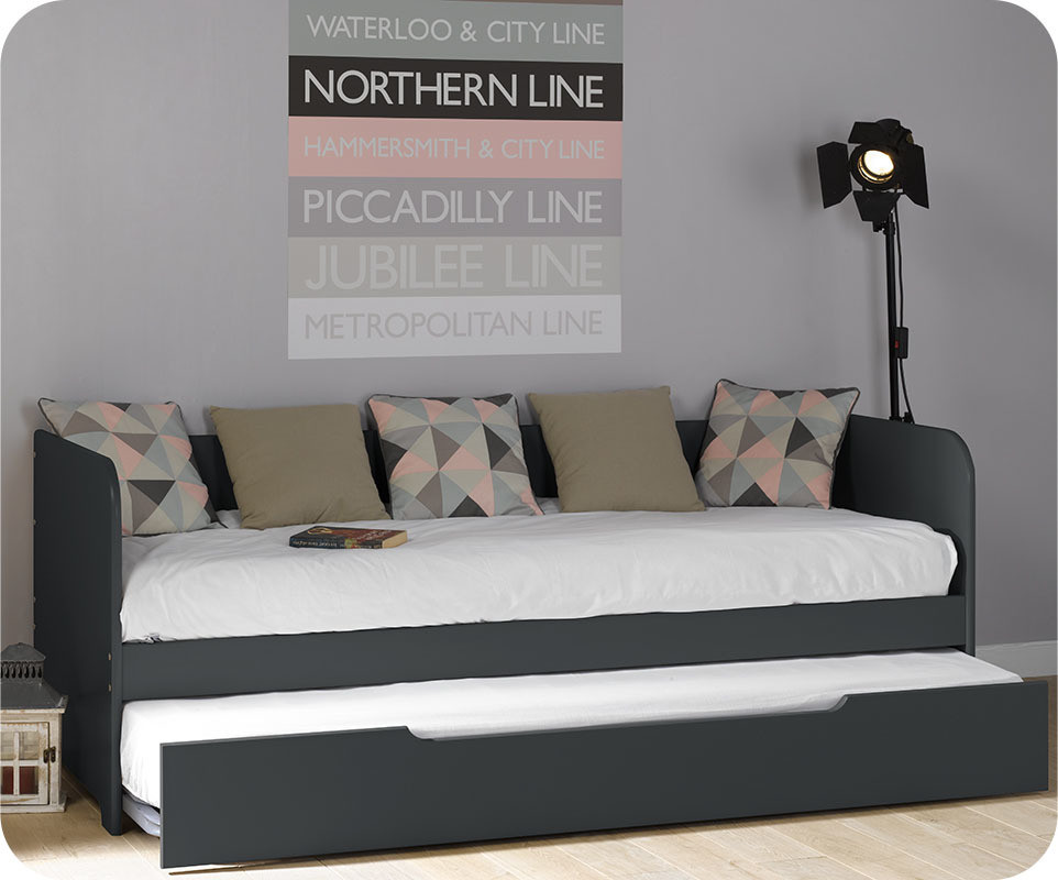 Lit banquette gigogne bali gris anthracite 80x200 cm vente de lit ...