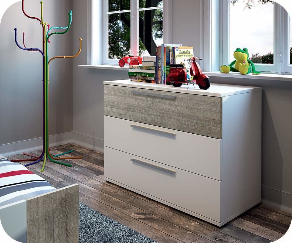 Chambre enfant jazz blanche et chêne gris Chambre design bicolore gris