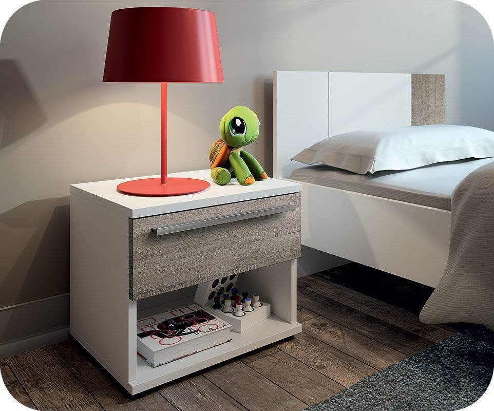 Chambre enfant jazz blanche et chêne gris Chambre design bicolore gris