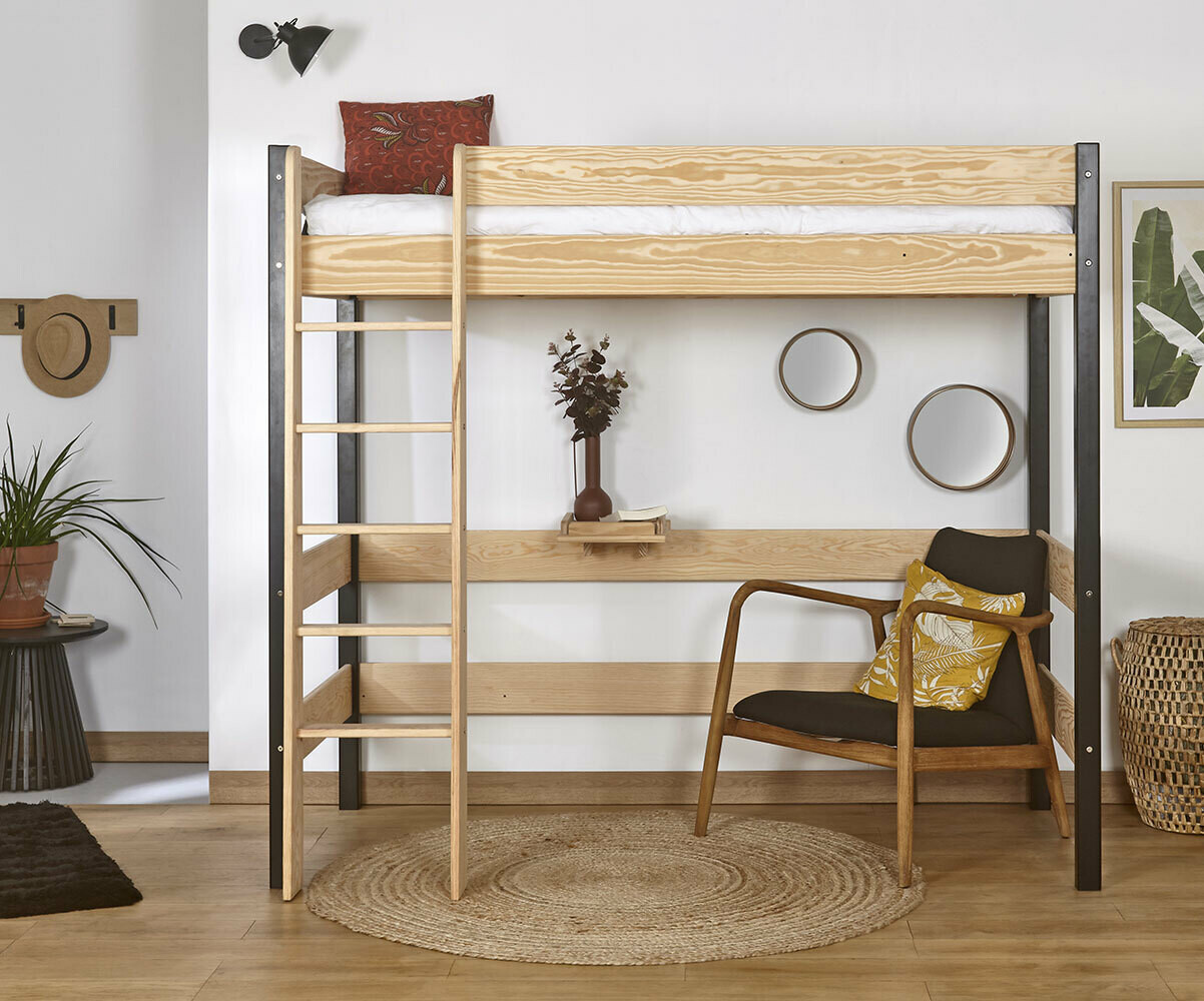 Lit mezzanine enfant clay blanc achat vente lit mezzanine bois ... Lit surélevé adulte