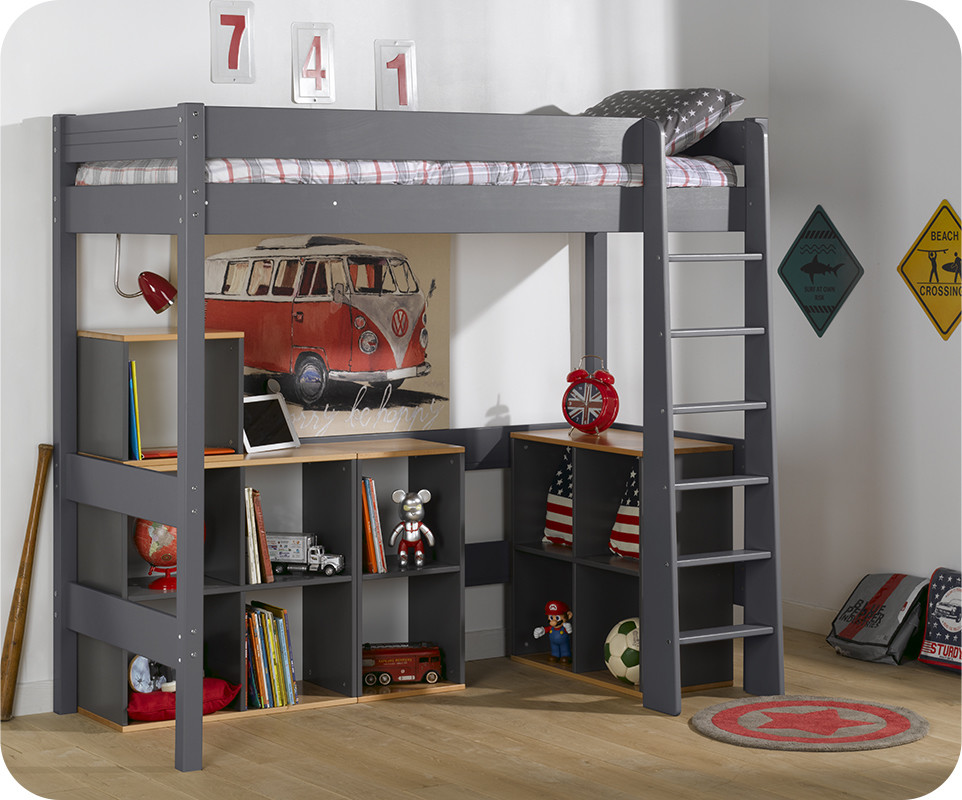 lit mezzanine garcon lit mezzanine enfant clay gris achat mobilier bois massif lit mezzanine garcon lit mezzanine enfant clay gris achat mobilier bois massif