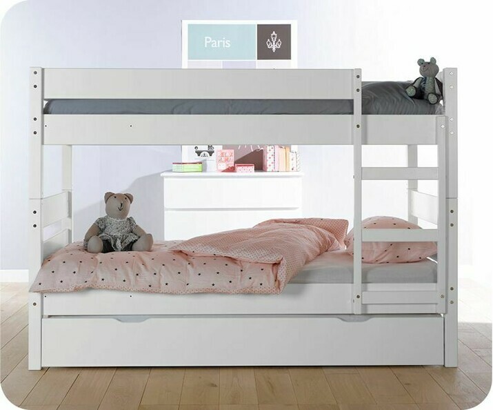 Pack lit superpos&eacute; enfant 1,2,3 Blanc + 2 matelas