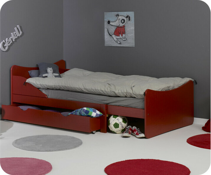 Pack lit enfant &eacute;volutif Ivoo rouge avec matelas et tiroir  