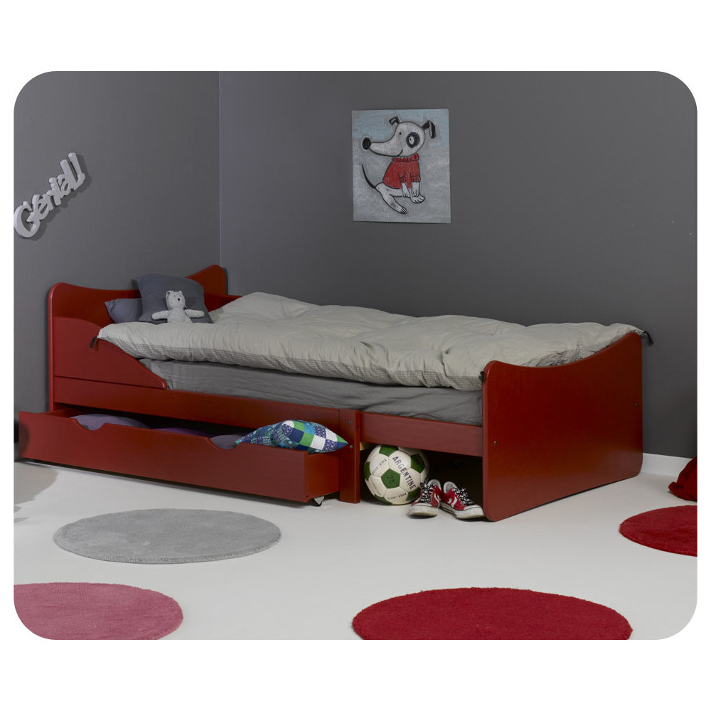 Pack lit enfant &eacute;volutif Ivoo rouge avec matelas et tiroir  