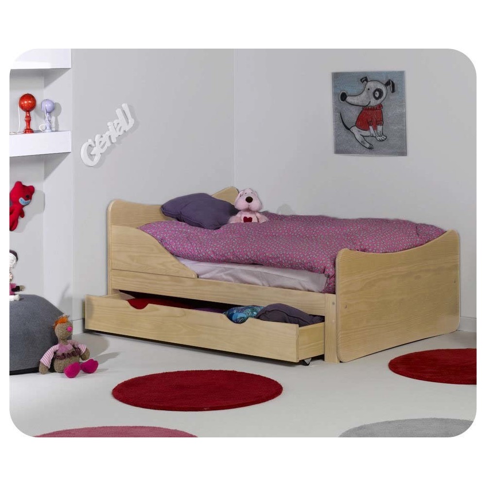 Lit enfant &eacute;volutif Ivoo 90x140cm Brut