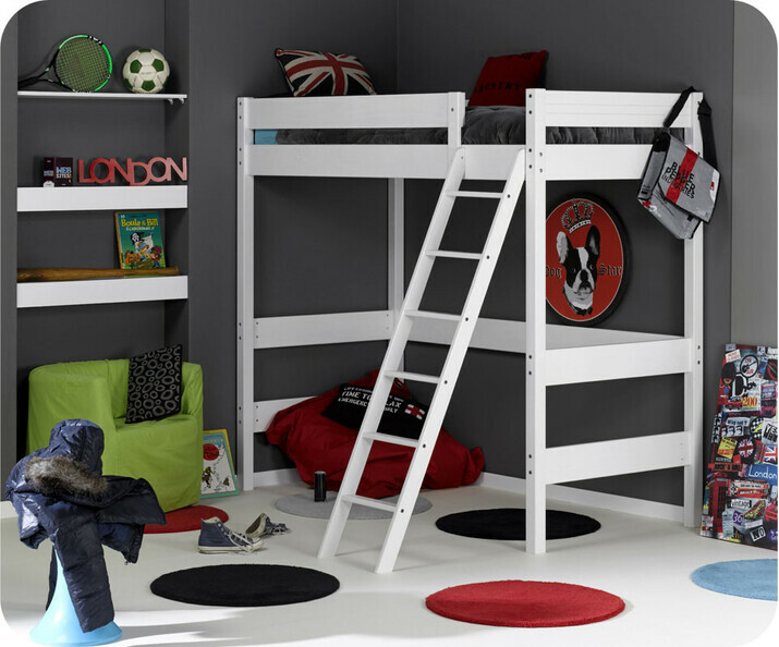 Pack lit mezzanine enfant Jump'In Blanc avec matelas