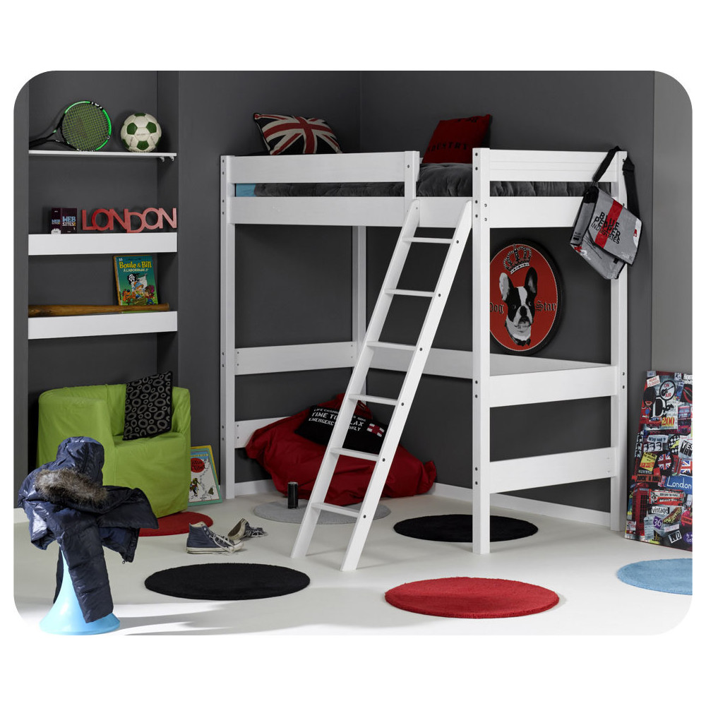 Pack lit mezzanine enfant Jump'In Blanc avec matelas