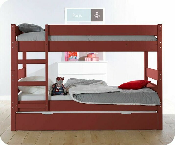 Pack lit superpos&eacute; enfant 1,2,3 rouge + 2 matelas