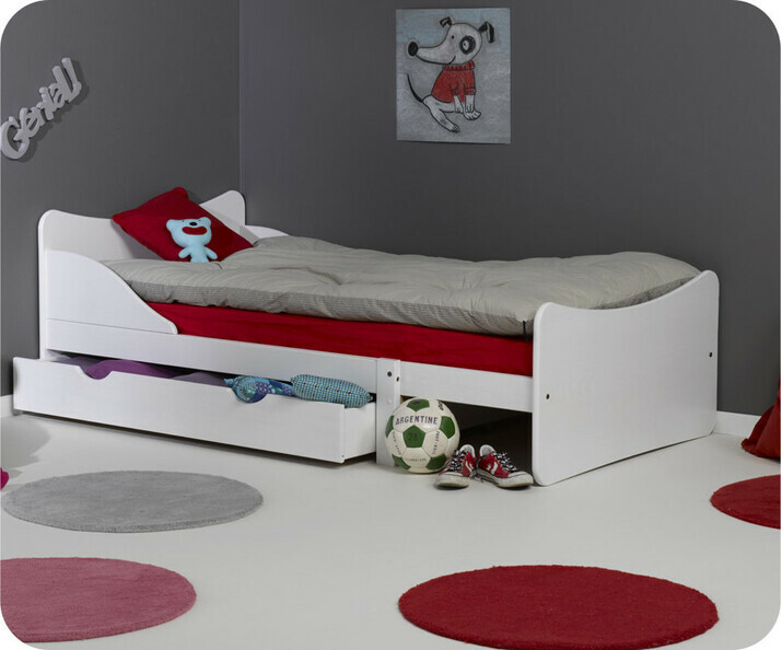 Pack lit enfant &eacute;volutif Ivoo blanc avec matelas et tiroir 
