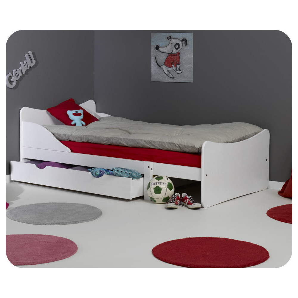 Pack lit enfant &eacute;volutif Ivoo blanc avec matelas et tiroir 
