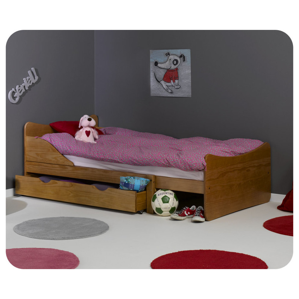 Pack lit enfant &eacute;volutif Ivoo ton anglais avec matelas et tiroir 