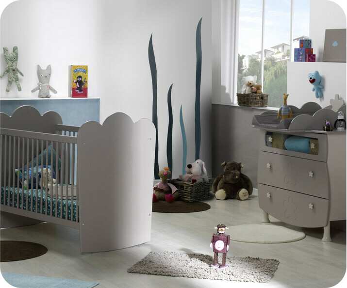 Mini Chambre b&eacute;b&eacute; Lin&eacute;a lin lit barreaux plan &agrave; langer 