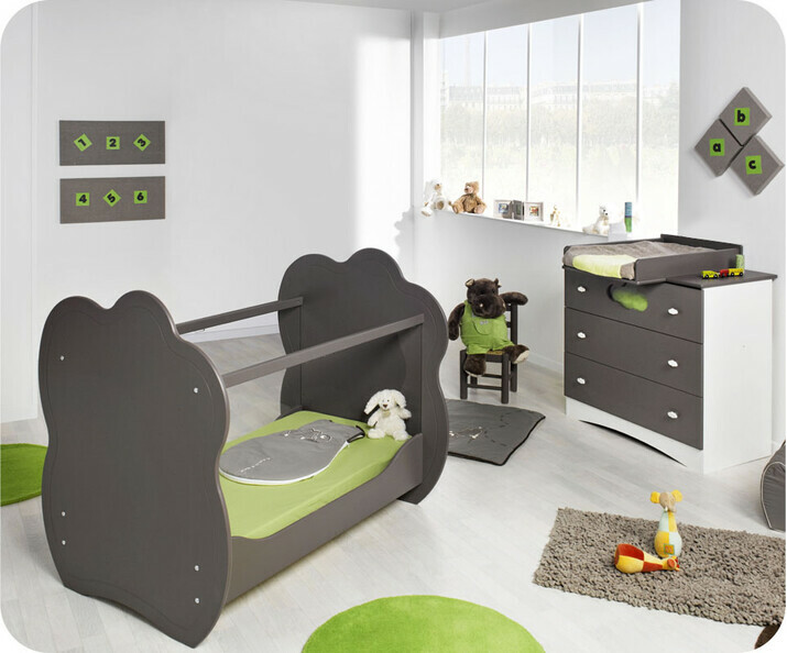 Mini Chambre b&eacute;b&eacute; compl&egrave;te Alt&eacute;a taupe plan &agrave; langer 