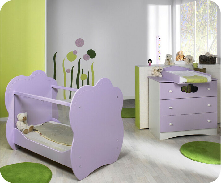 Mini Chambre b&eacute;b&eacute; compl&egrave;te Alt&eacute;a parme avec plan &agrave; langer