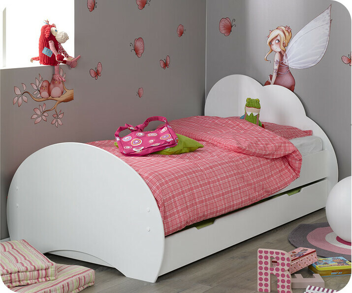 Pack Lit enfant Nuage blanc avec sommier et matelas NaturA