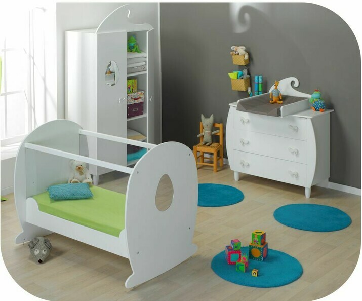 Chambre b&eacute;b&eacute; Lutin blanche avec lit plexi