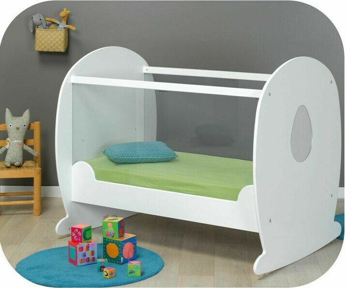 Lit b&eacute;b&eacute; Lutin blanc Plexi 