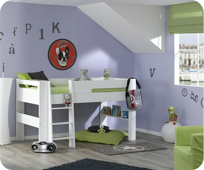 Lit mi-hauteur enfant Wax Blanc 