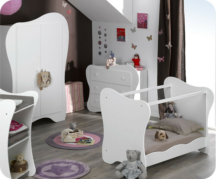 Chambre b&eacute;b&eacute; compl&egrave;te Iris blanche 
