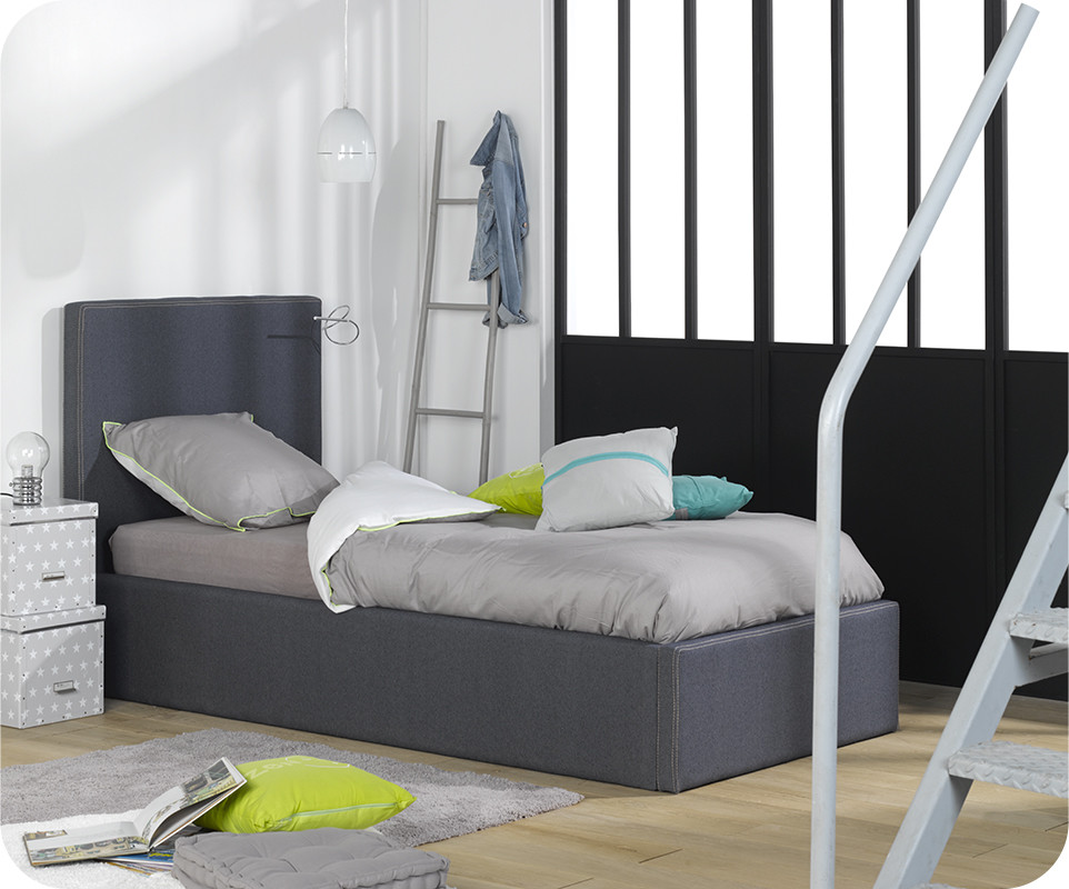Lit Coffre Jem Blue Jean's 90x200 Cm Lit Coffre Jem Blue Jean's 90x200 Cm