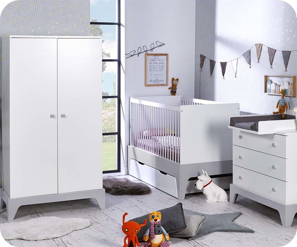 Deco Chambre Hotel Luxe : Chambre Bébé Moon Blanche et Gris Clair Chambre et Mobilier pour Deco Chambre Hotel Luxe : Chambre Bébé Moon Blanche et Gris Clair Chambre et Mobilier pour