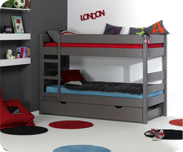 Lit superpos&eacute; enfant 1,2,3 couleur Taupe 