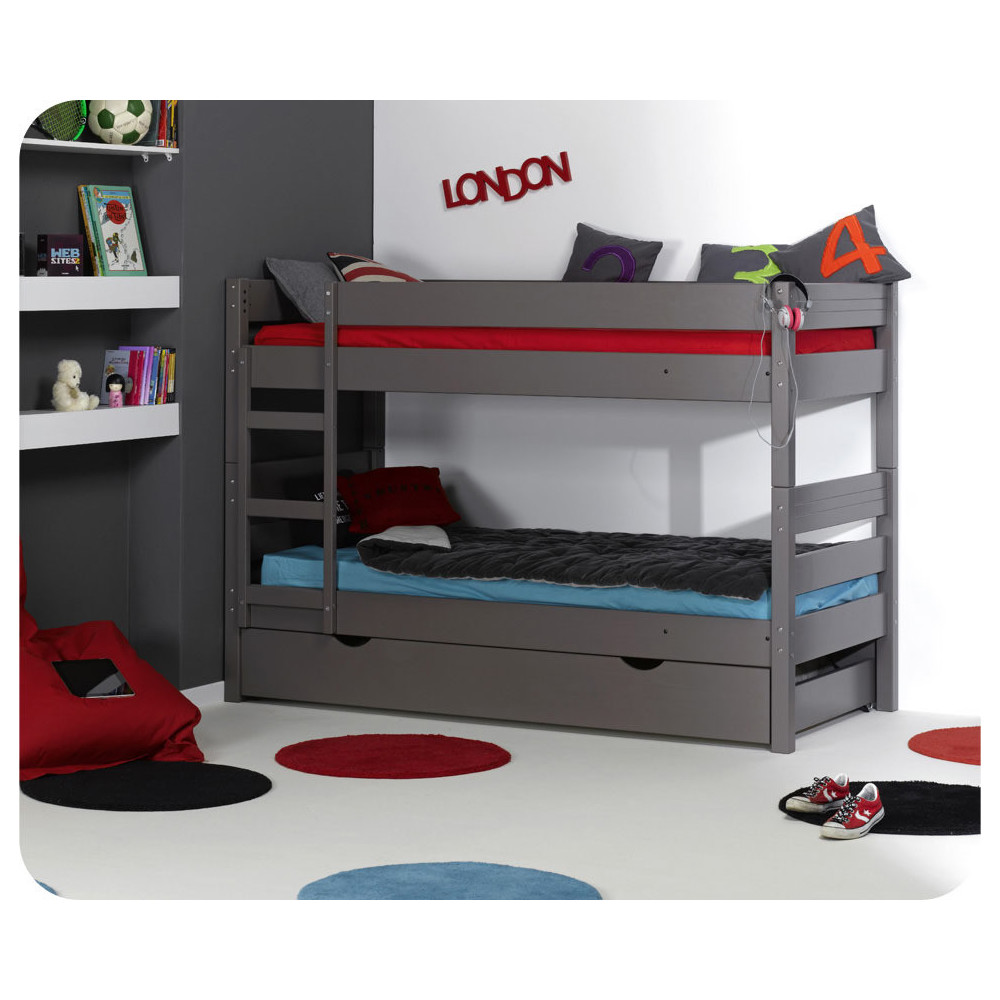Lit superpos&eacute; enfant 1,2,3 couleur Taupe 