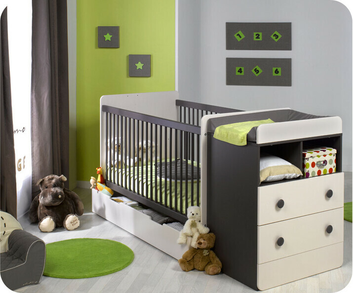 Lit B&eacute;b&eacute; &eacute;volutif MALTE+Matelas b&eacute;b&eacute; 70x140cm MALT1233