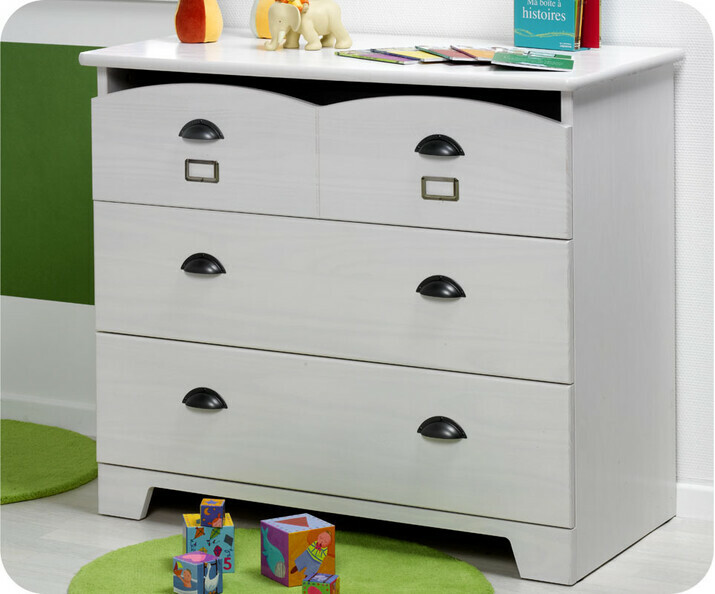 Commode b&eacute;b&eacute; Charme Blanche  Plan &agrave; Langer amovible 
