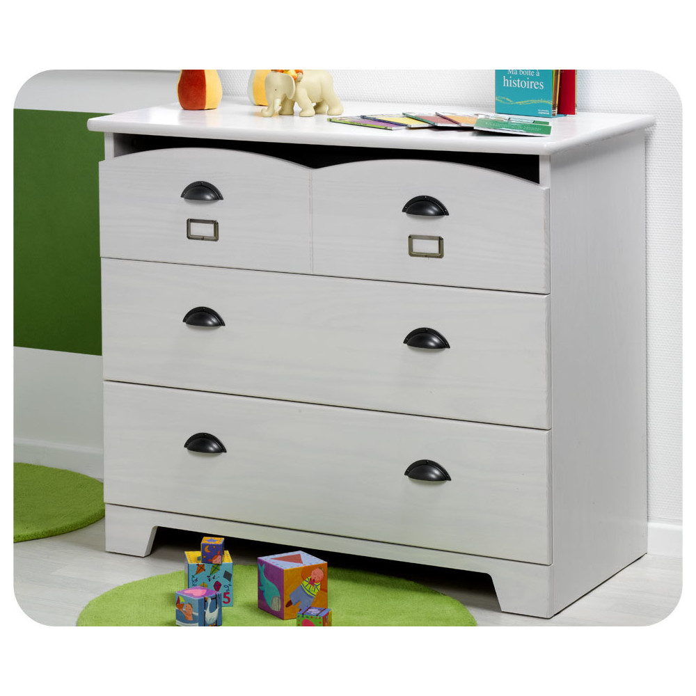 Commode b&eacute;b&eacute; Charme Blanche  Plan &agrave; Langer amovible 