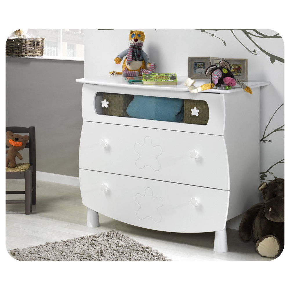 Commode b&eacute;b&eacute; Lin&eacute;a blanche plan &agrave; langer amovible
