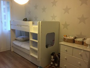 Le lit enfant superposé Spark blanc avec sommier gigogne