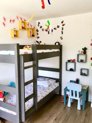 Le lit superposé Wood gris anthracite