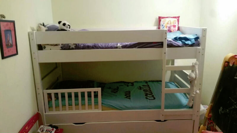 Le lit enfant superposé 1,2,3 blanc avec sommier gigogne