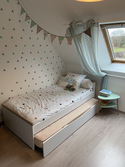Lit enfant Gigogne JAIPUR Blanc et Bois
