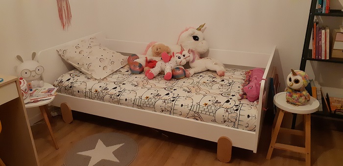 Lit enfant banquette Baloon blanc et bois