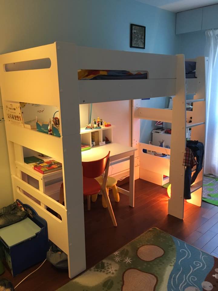 Le Lit Mezzanine Wax Blanc avec Bureau Loft Blanc