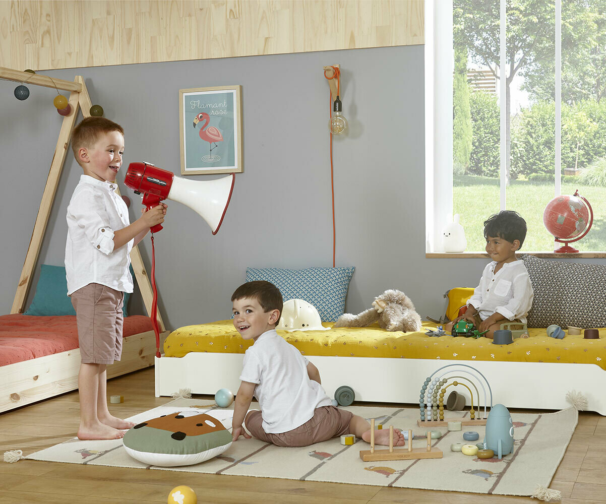 Lit empilable enfant avec sommier Happy Blanc 90x190 cm/Opt:1 lit
