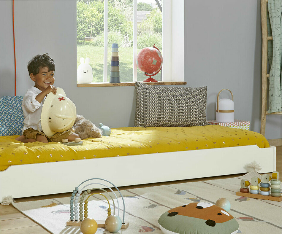 Lit enfant empilable Happy blanc, enfant de 3 ans 
