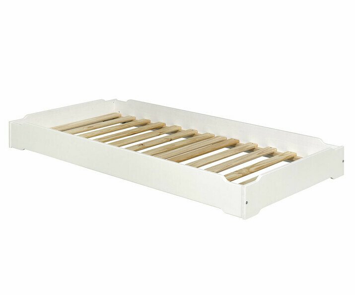 Lit enfant empilable Happy blanc avec sommier fagot 