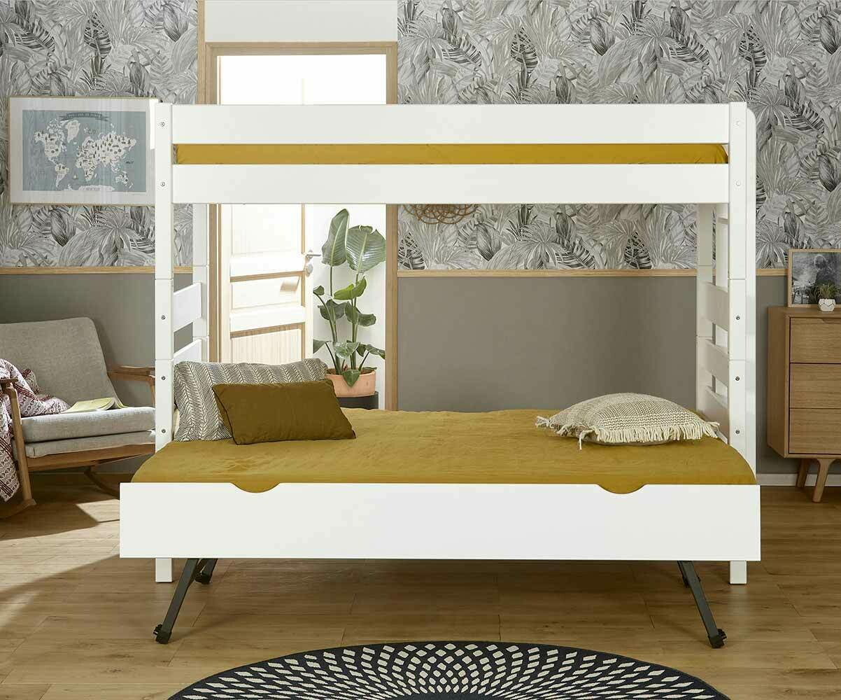 Lit Enfant Superpose Haut Avec Sommier Gigogne Kids 3 Couchages