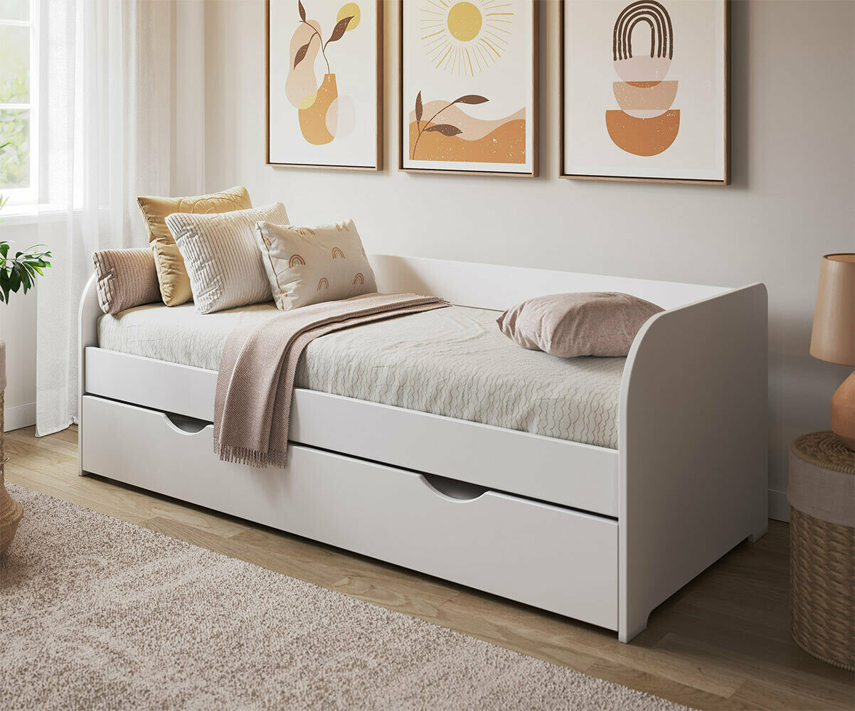 Lit gigogne banquette enfant avec 2 matelas Bali Gris anthracite et hêtre 80x200 cm/Opt:Matelas Norway 13 cm