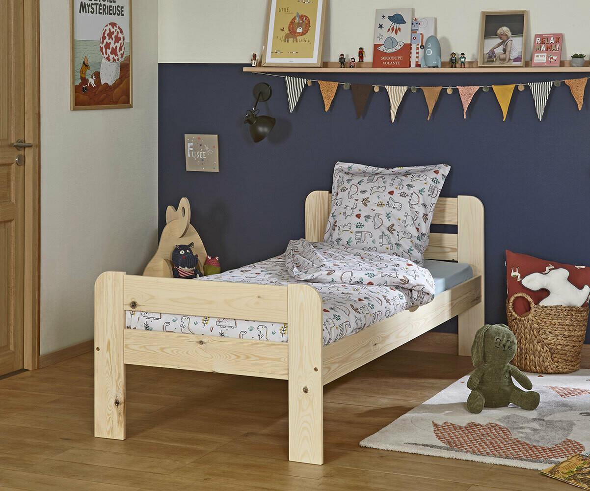 Lit enfant avec sommier Beddy Bois naturel 90x190 cm