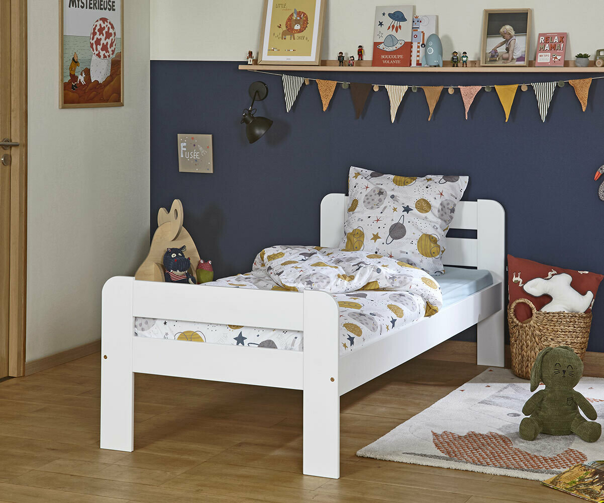 Lit enfant avec sommier et matelas Beddy Blanc 90x190 cm/Opt:Matelas Airfresh 15 cm