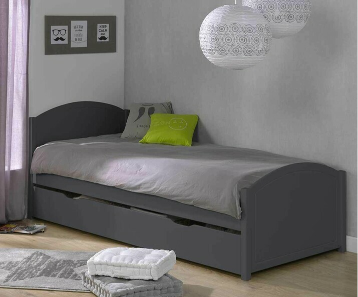 Barriere De Lit Enfant En Bois IdkidS Gris Anthracite