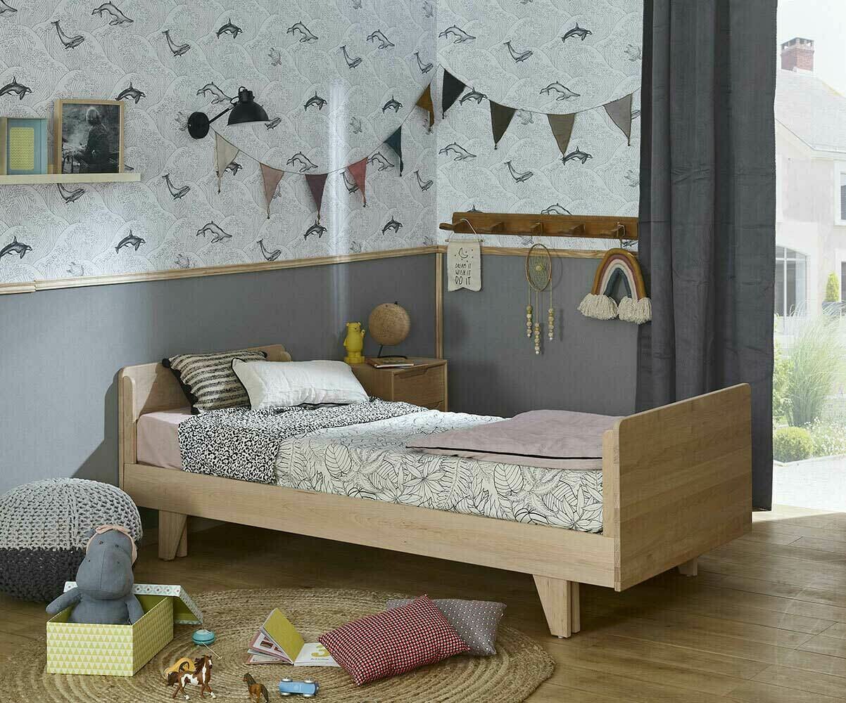 lit enfant 90 x 200 cm en bois gris sans matelas