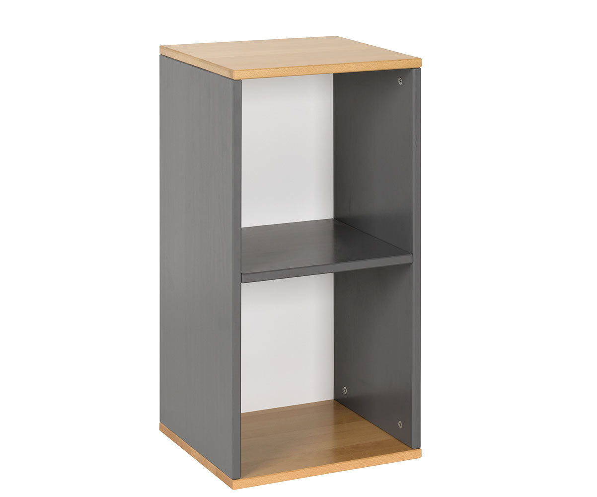 Meuble de rangement enfant 2 cases Cuba Gris anthracite et hêtre