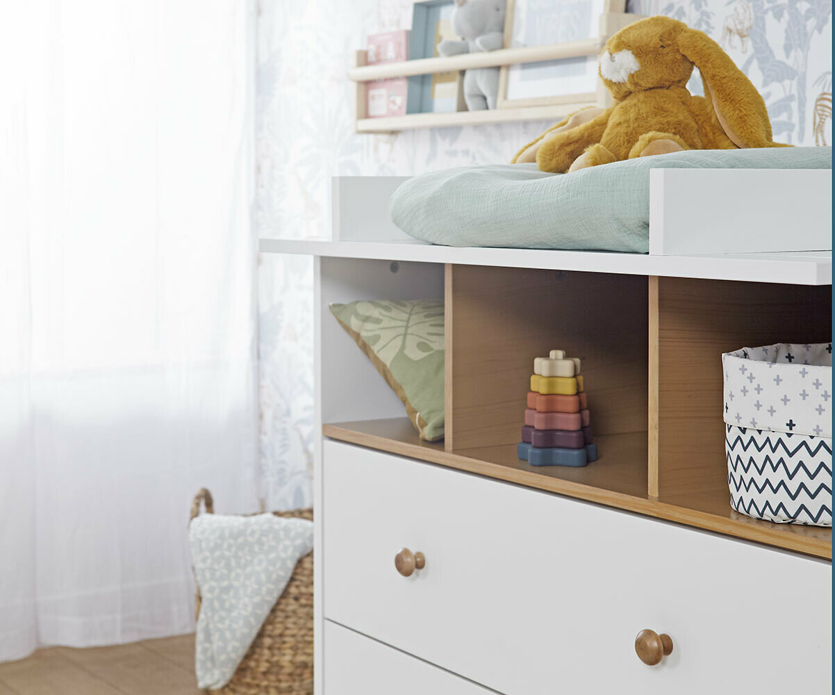 Commode à langer LIGNE PIROUETTE - blanc - bois, Chambre et rangement