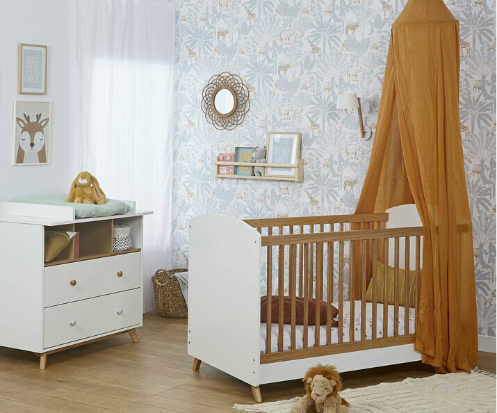 Chambre Enfant Complète Nugi : Lit Enfant 70x140 cm, Armoire, Commode